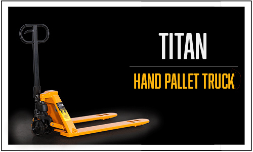 Image of Titan Hand Pallet Truck on black background.